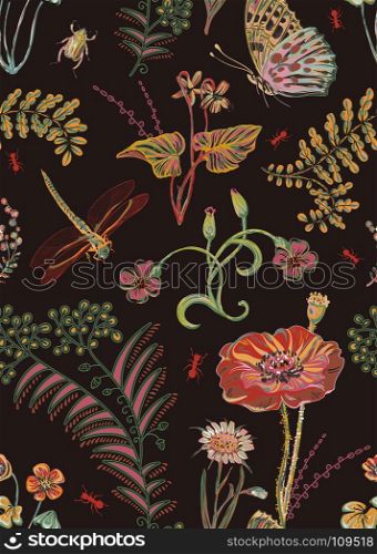 Colorful seamless pattern. Floral wallpaper.. Colorful seamless pattern. Floral wallpaper. Hand drawn illustration