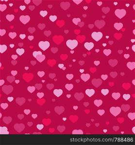 Colorful seamless pattern of cute hearts. Can be used for printing on fabric or paper. Simple flat vector illustration.