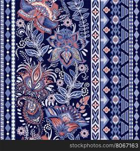Colorful seamless pattern. Ornamental border. Floral wallpaper