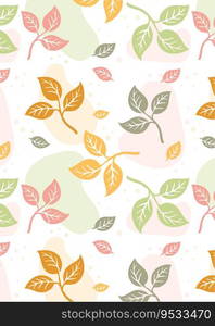 Colorful Seamless pattern with decorative leaves and free foam shape vector illustration