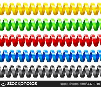 Colorful seamless twisted wire set on white background.
