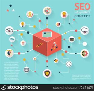 Colorful SEO Infographic Icon Concept with Various Option Outcomes
