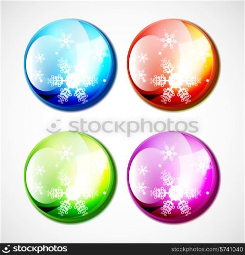 Colorful shiny vector Christmas buttons