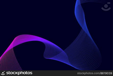 Colorful shiny wave with lines. Curved wavy line. smooth stripe. Design element Vector Illustration