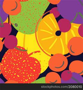 Colorful simple cute fruts. Seamless pattern. Vector illustration.