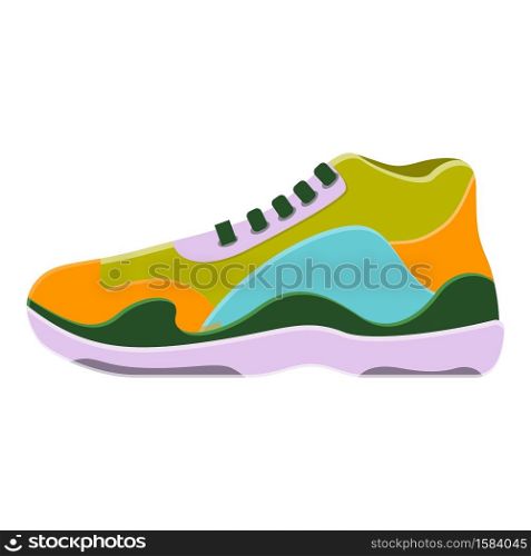 Colorful sneakers icon. Cartoon of colorful sneakers vector icon for web design isolated on white background. Colorful sneakers icon, cartoon style
