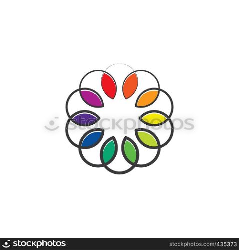 colorful spectrum leaves circle vector illustration