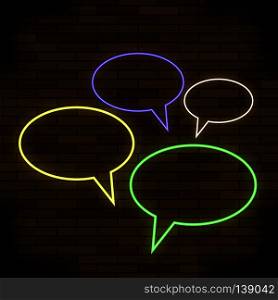 Colorful Speech Bubbles on Red Brick Background. Colorful Speech Bubbles on Brick Background