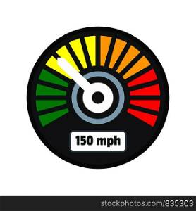 Colorful speedometer icon. Flat illustration of colorful speedometer vector icon for web isolated on white. Colorful speedometer icon, flat style