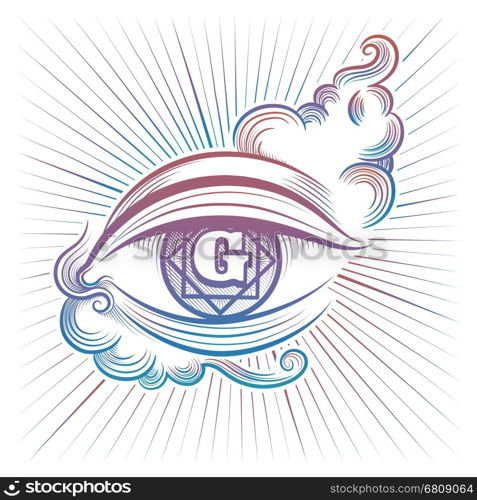 Colorful spiritual eye design. Colorful spiritual eye vector design isolaed on white background