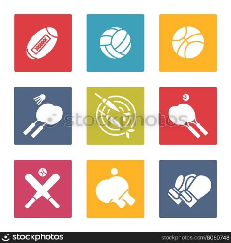 Colorful sport icons set. Colorful sport icons set vector. Tennis volleyball basketball icons