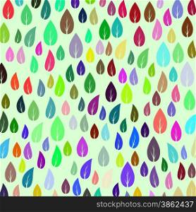 Colorful Spring Leaves Pattern on Light Background.. Leaves Pattern