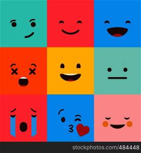 Colorful square emojis set vector