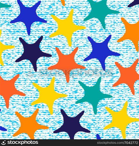 Colorful starfish pattern with stripes. Vector illustration