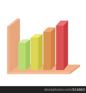 Colorful statistics bars icon on white, stock vector illustration