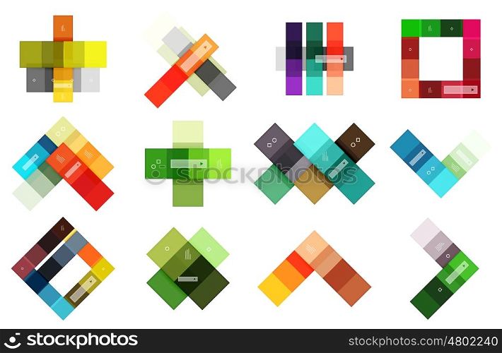 Colorful stripes infographic templates set. Geometric business abstract backgrounds for workflow layout, diagram, number options or web design