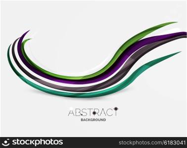 Colorful stripes wave composition, business template - geometric abstract background, swirl colorful lines - color curve stripes and lines in motion concept and with light and shadow effects. Presentation banner and business card message design template