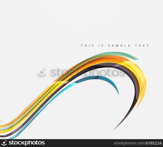 Colorful stripes wave composition, business template - geometric abstract background, swirl colorful lines - color curve stripes and lines in motion concept and with light and shadow effects. Presentation banner and business card message design template