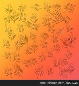 Colorful summer background with palm branch, vector tropical pattern.