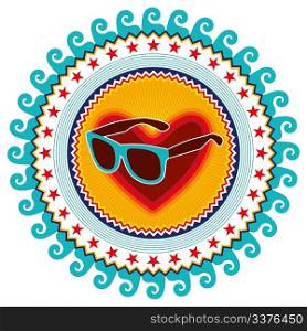 Colorful summer emblem with sunglasses