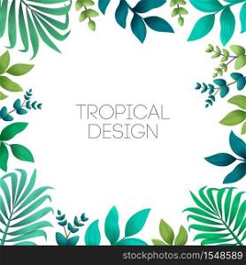 Colorful summer tropical background with exotic palm leaves and hibiscus flowers. Vector floral background.. Colorful summer tropical background with exotic palm leaves and hibiscus flowers. Vector floral background..