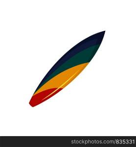 Colorful surfboard icon. Flat illustration of colorful surfboard vector icon for web isolated on white. Colorful surfboard icon, flat style