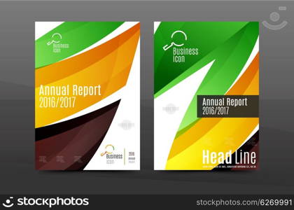 Colorful swirl design annual report cover template. Brochure, flyer template layout, vector leaflet abstract background, A4 size page