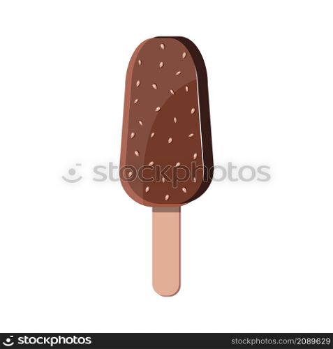 Colorful tasty ice cream in cartoon style isolated on white background. Flat icon ice cream.