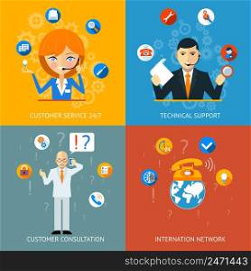 Colorful Technical Support and Customer Service Icons