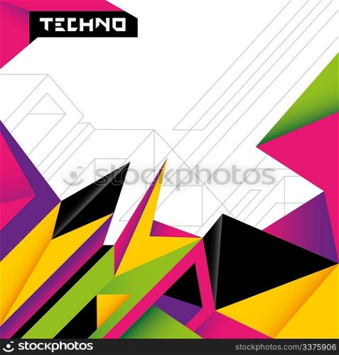 Colorful techno background with angular shapes