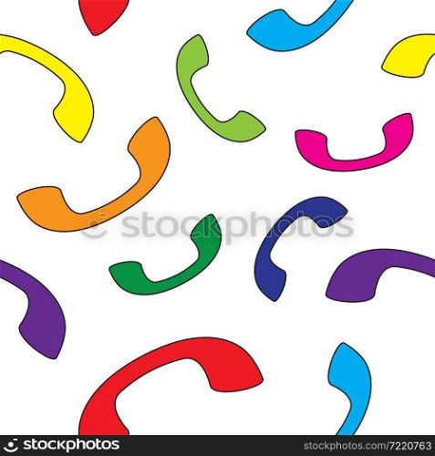 Colorful telephone seamless pattern on white background. Vector illustration.