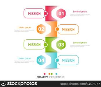 Colorful template business concept timeline arrows. Infographics layout with 4 steps, workflow history with diagram ,presentation and graph