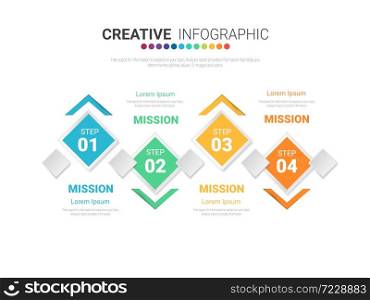Colorful template business concept timeline arrows. Infographics layout with 4 steps, workflow history with diagram ,presentation and graph.