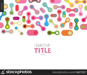 Colorful template design mockup vector banner - rounded colorful shapes isolated on white background accompanied with a title template. Colorful design banner