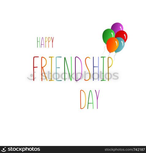 Colorful text Happy Friendship Day with balloons, Vector typographic design