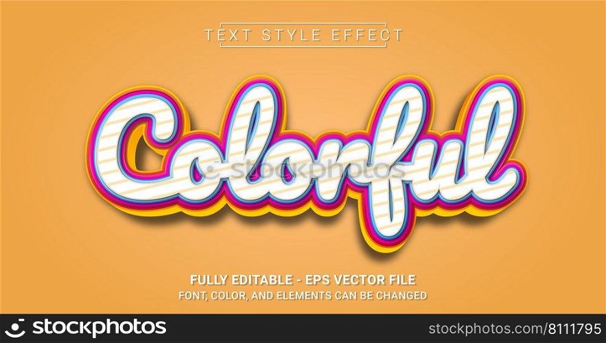 Colorful Text Style Effect. Editable Graphic Text Template.