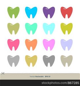Colorful Tooth Dental Care Set Icon Logo Template Vector EPS 10