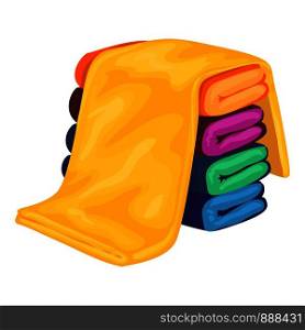 Colorful towel stack icon. Cartoon of colorful towel stack vector icon for web design isolated on white background. Colorful towel stack icon, cartoon style