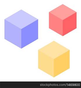 Colorful toy cubes icon. Isometric of colorful toy cubes vector icon for web design isolated on white background. Colorful toy cubes icon, isometric style