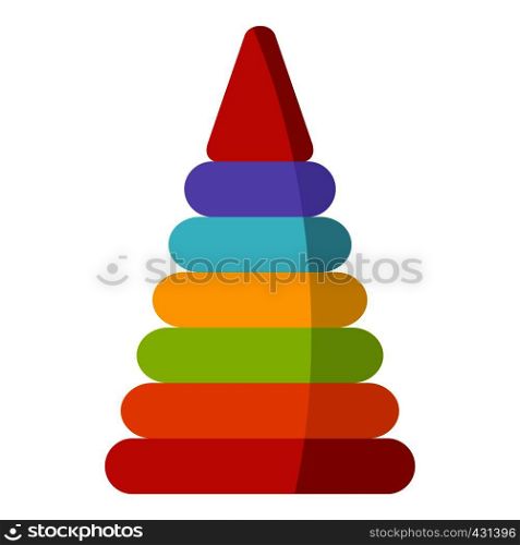 Colorful toy pyramid icon flat isolated on white background vector illustration. Colorful toy pyramid icon isolated