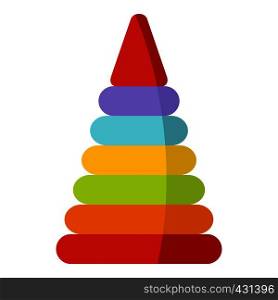Colorful toy pyramid icon flat isolated on white background vector illustration. Colorful toy pyramid icon isolated