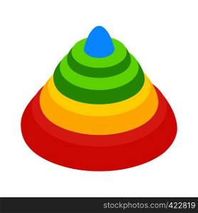 Colorful toy pyramid isometric 3d icon. Classic ring stacker isolated on white background.. Toy pyramid isometric 3d icon