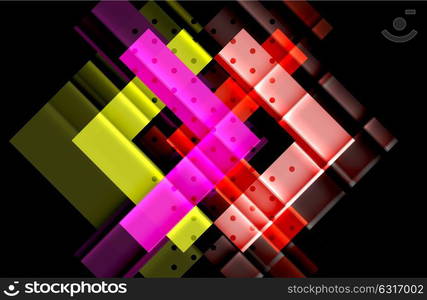 Colorful triangles and arrows on dark background. Colorful triangles and arrows on dark background. Vector illustration