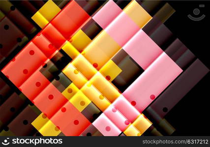 Colorful triangles and arrows on dark background. Colorful triangles and arrows on dark background. Vector illustration