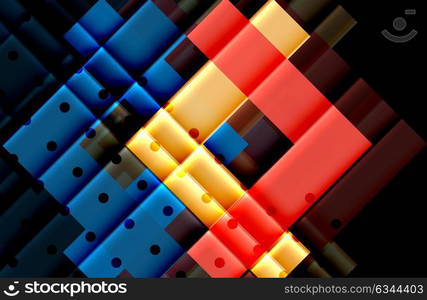 Colorful triangles and arrows on dark background. Colorful triangles and arrows on dark background. Vector illustration