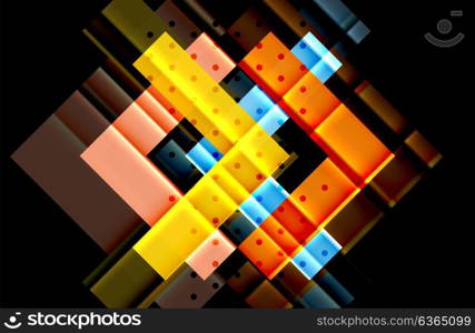 Colorful triangles and arrows on dark background. Colorful triangles and arrows on dark background. Vector illustration