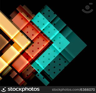 Colorful triangles and arrows on dark background. Colorful triangles and arrows on dark background. Vector illustration