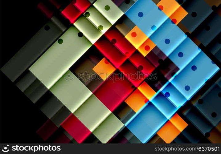 Colorful triangles and arrows on dark background. Colorful triangles and arrows on dark background. Vector illustration