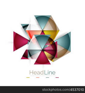 Colorful triangles on white background. Colorful triangles on white background. Modern geometric banner template with copyspace