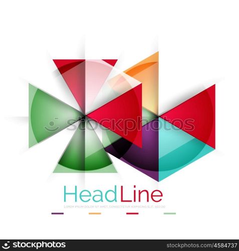 Colorful triangles on white background. Colorful triangles on white background. Modern geometric banner template with copyspace